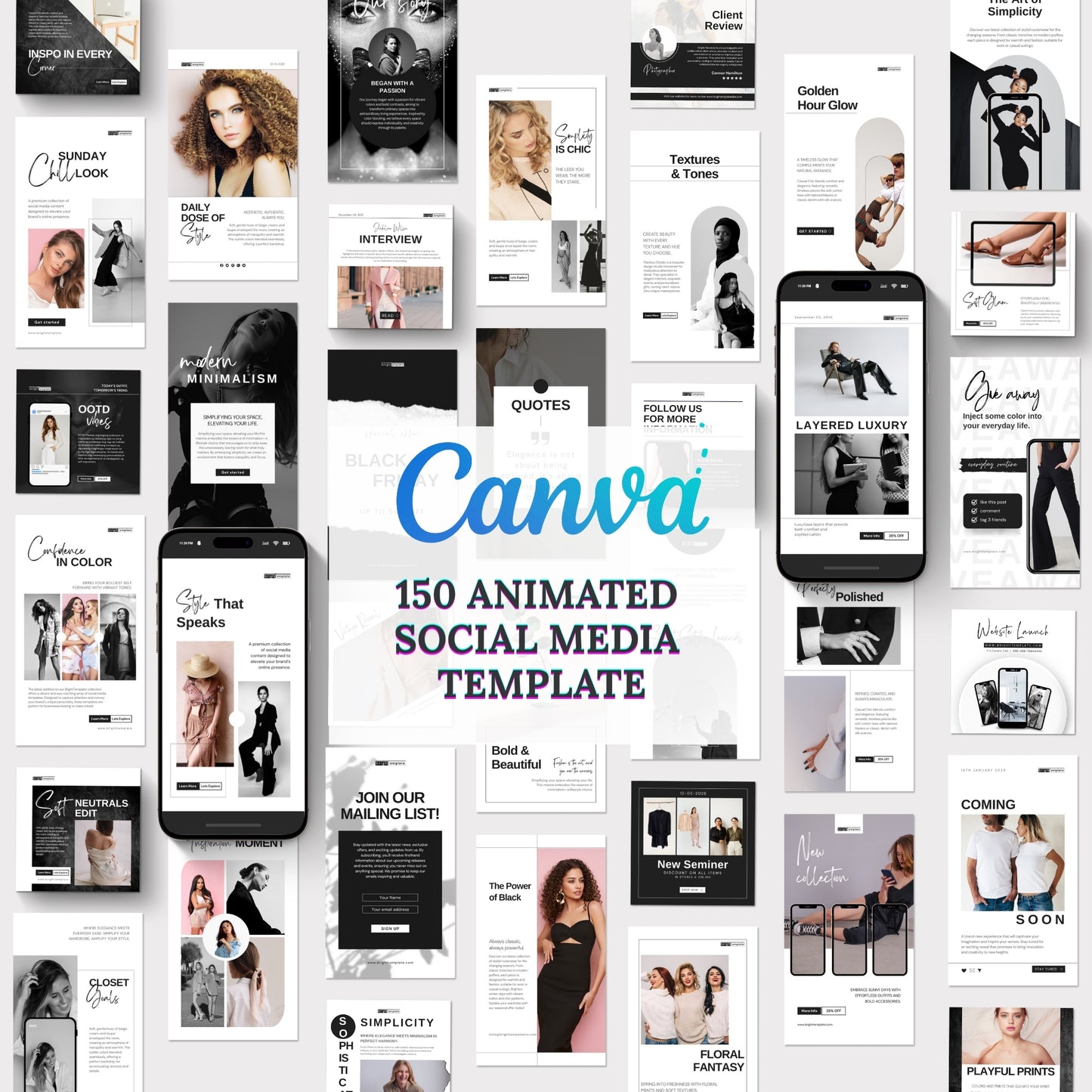 The BrightGrap Mega Instagram Social Media Template Bundle – 1300+ Animated Canva Templates from 11 Best-Selling Packs