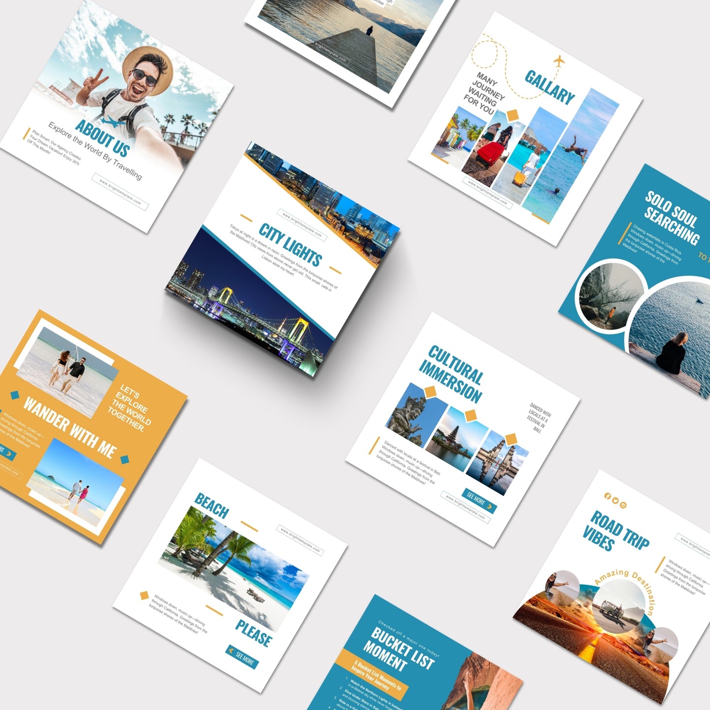 150 Travel Agency Canva Animated Instagram & Pinterest Templates | Tourism & Lifestyle Social Media Bundle
