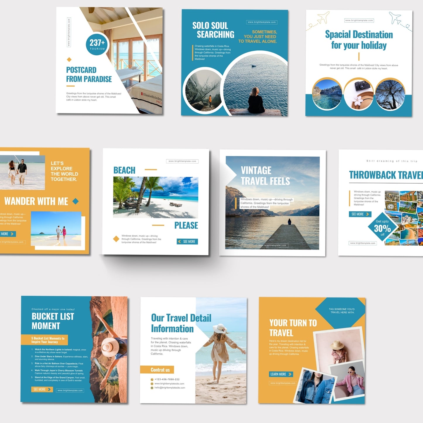 150 Travel Agency Canva Animated Instagram & Pinterest Templates | Tourism & Lifestyle Social Media Bundle