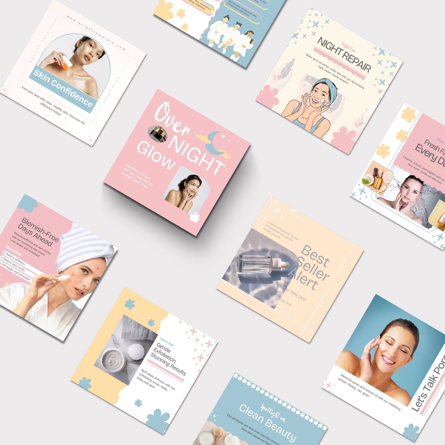 100 Skincare Canva Animated Instagram Social Media Templates Bundle | Fashion, Lifestyle & Small Business