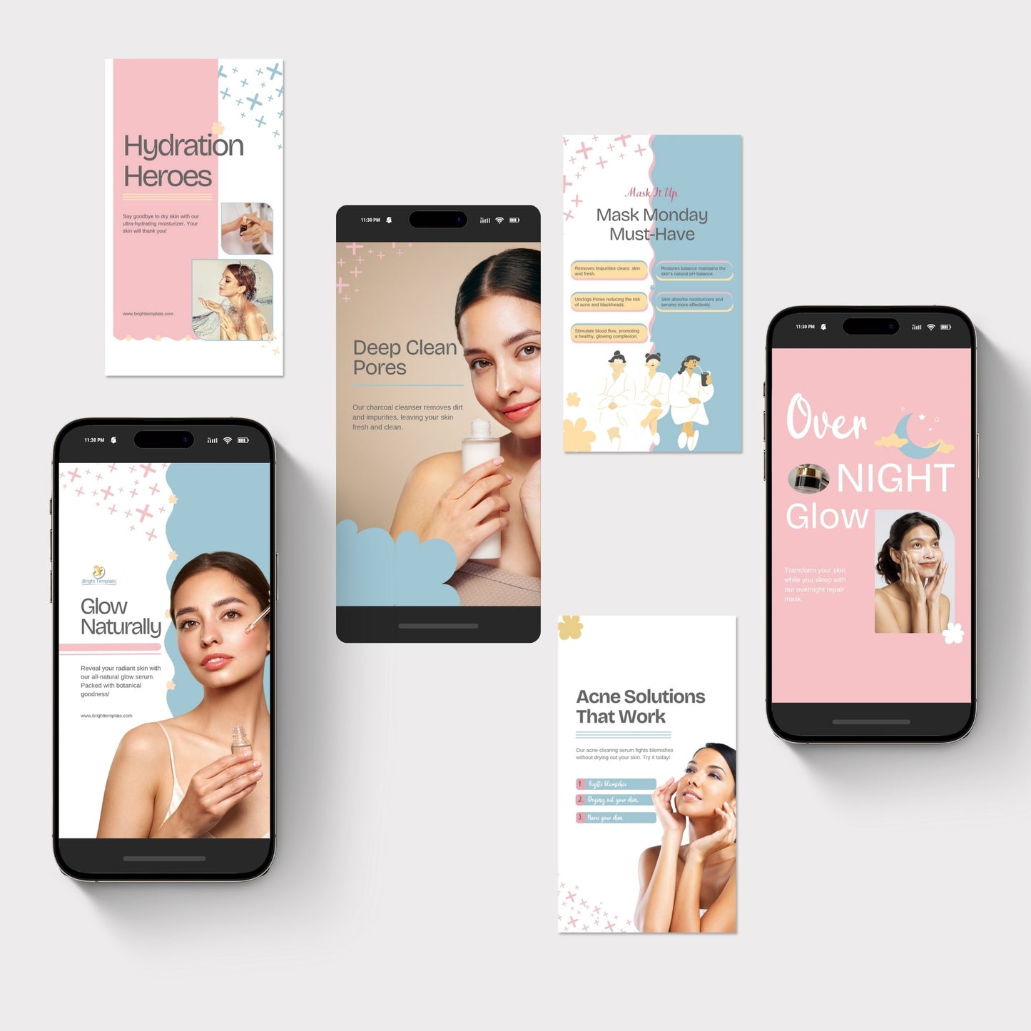100 Skincare Canva Animated Instagram Social Media Templates Bundle | Fashion, Lifestyle & Small Business