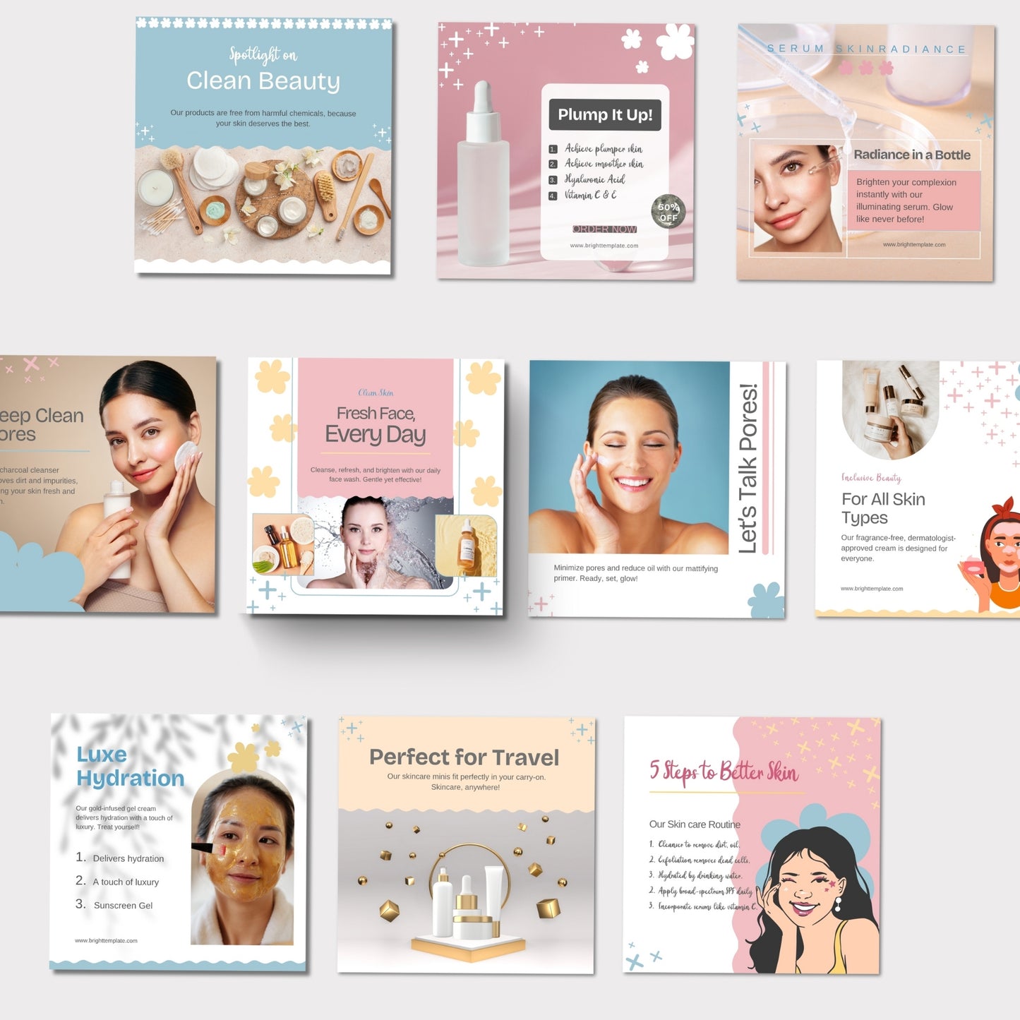 100 Skincare Canva Animated Instagram Social Media Templates Bundle | Fashion, Lifestyle & Small Business