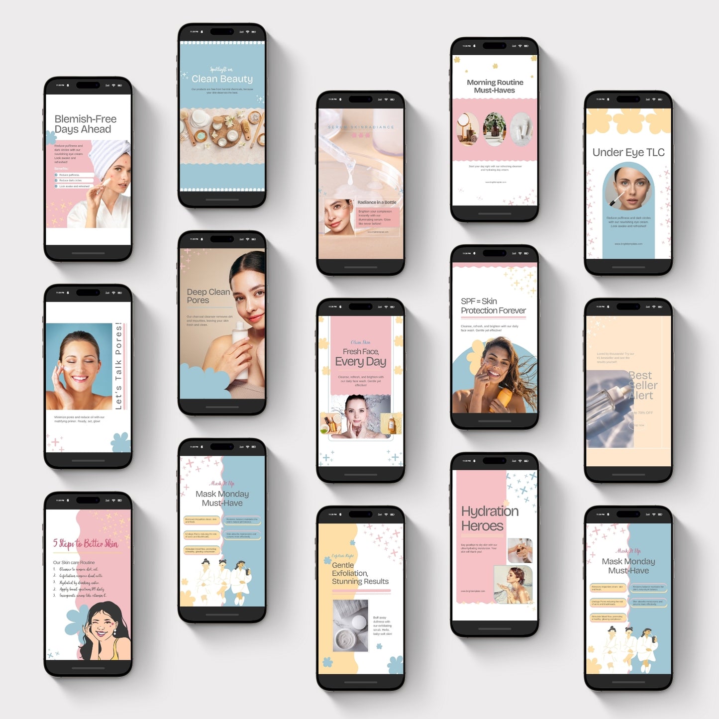 100 Skincare Canva Animated Instagram Social Media Templates Bundle | Fashion, Lifestyle & Small Business