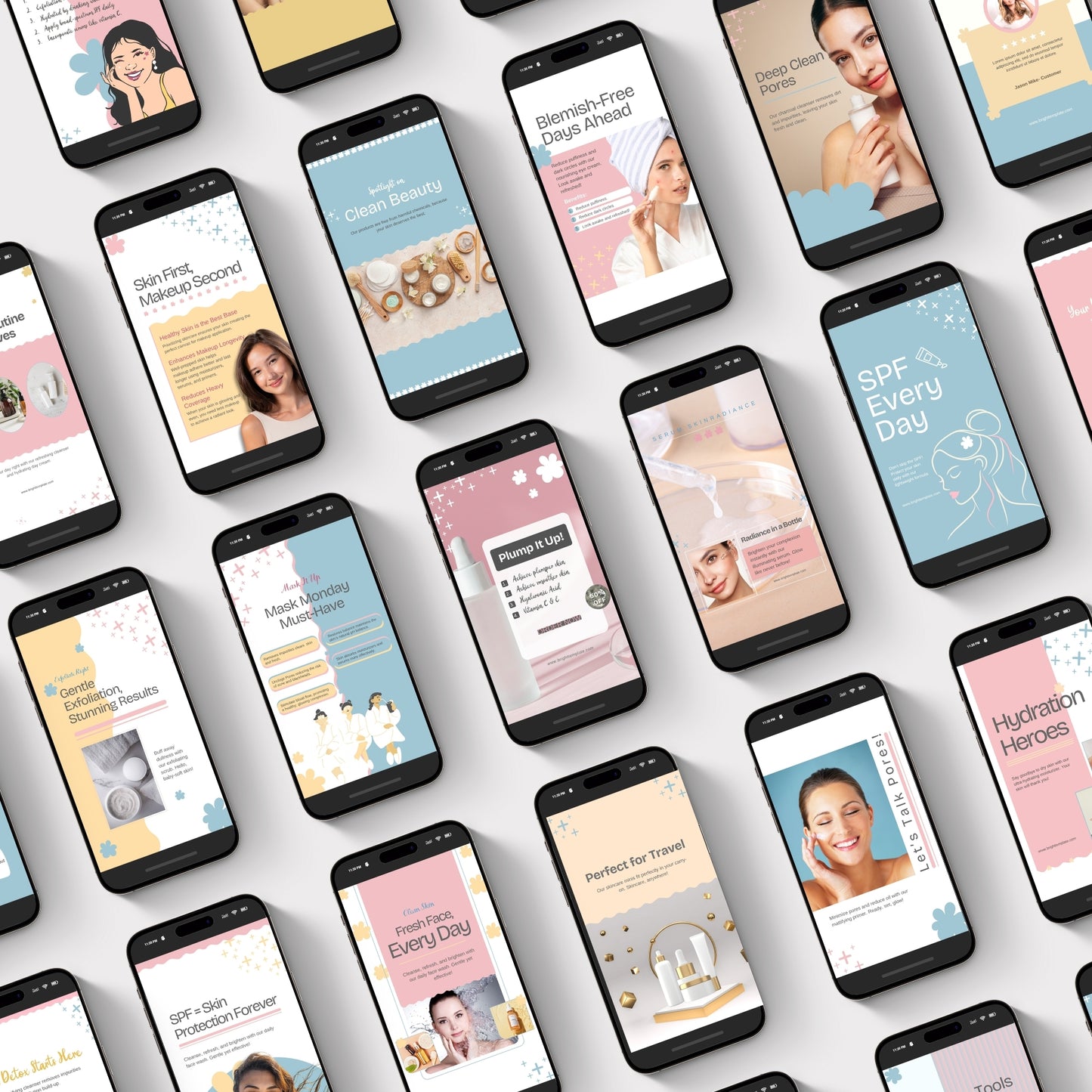 100 Skincare Canva Animated Instagram Social Media Templates Bundle | Fashion, Lifestyle & Small Business