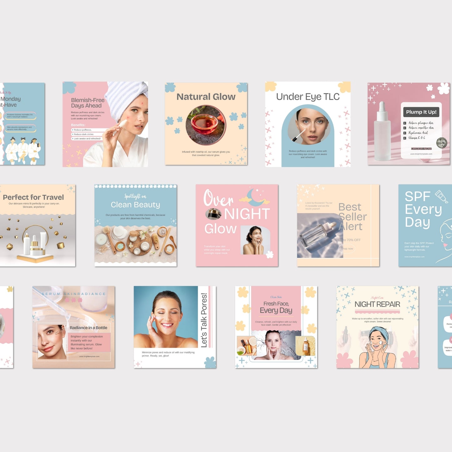 100 Skincare Canva Animated Instagram Social Media Templates Bundle | Fashion, Lifestyle & Small Business