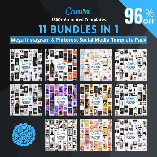 The BrightGrap Mega Instagram Social Media Template Bundle – 1300+ Animated Canva Templates from 11 Best-Selling Packs