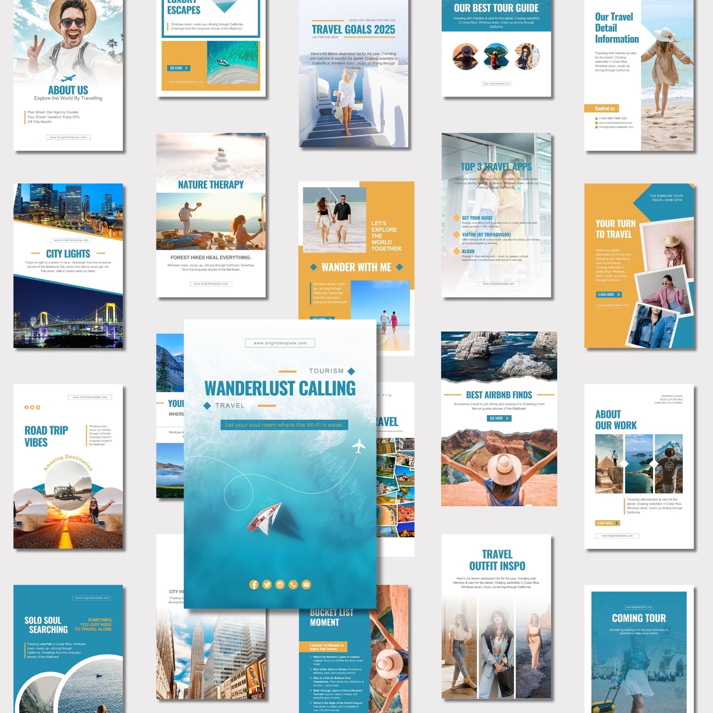 150 Travel Agency Canva Animated Instagram & Pinterest Templates | Tourism & Lifestyle Social Media Bundle